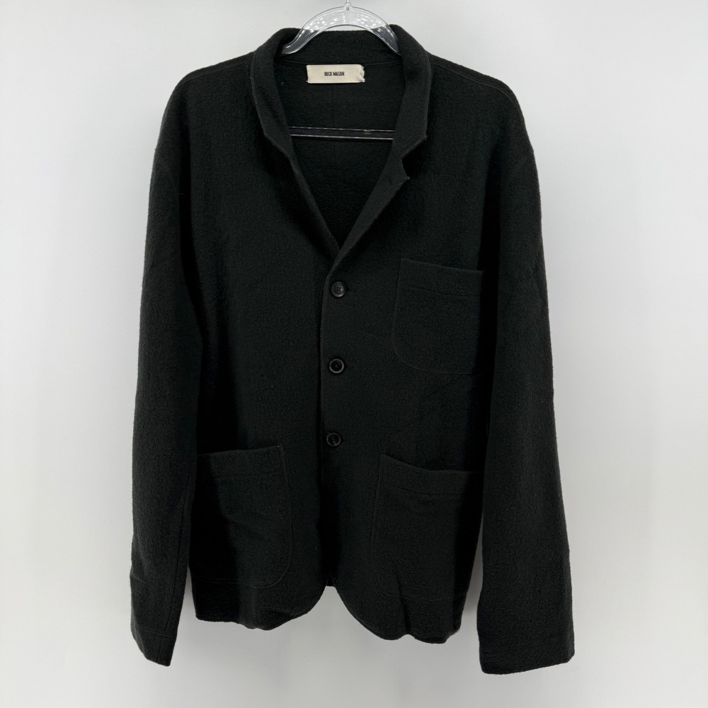 Buck Mason Mens 100%Wool Felted Chore Blazer Coat Jacket Black Medium
